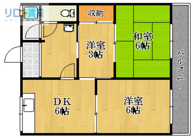 中村ハイツ(3DK/1階)の間取り写真