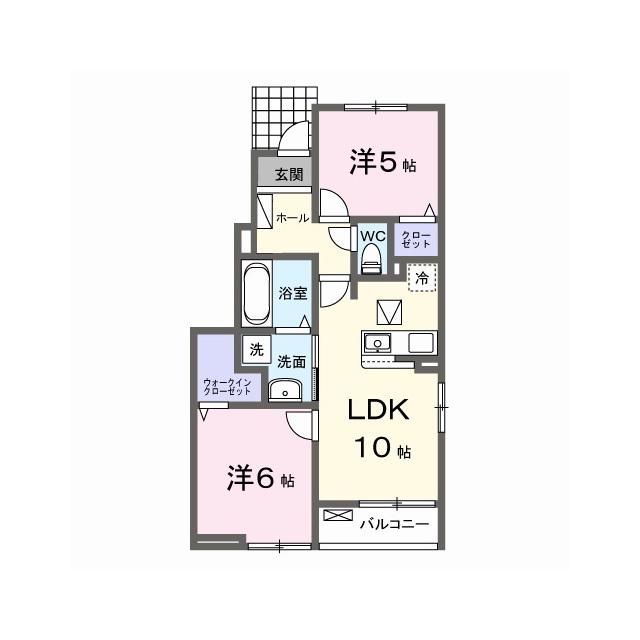 ハレレアI(2LDK/1階)の間取り写真