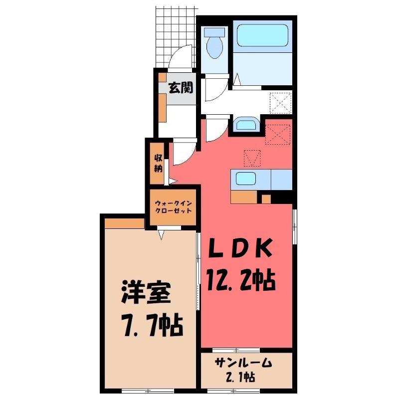 ルパルク I(1LDK/1階)の間取り写真