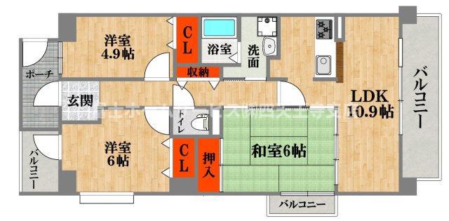 PLAISIR(3LDK/8階)の間取り写真