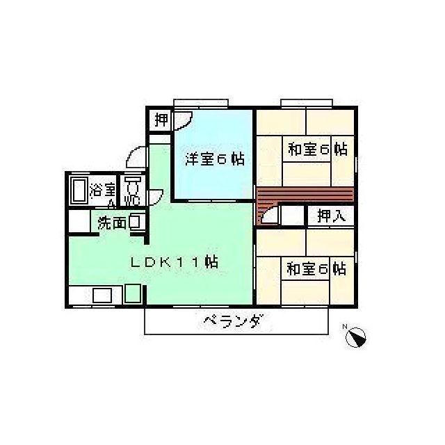 ラフォディール錦(3LDK/2階)の間取り写真