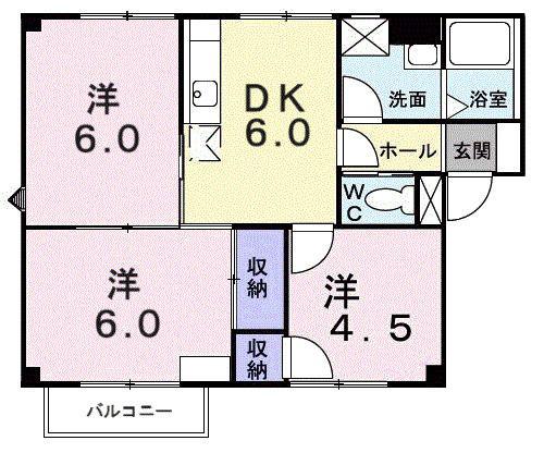 エクセルエルII(3DK/2階)の間取り写真
