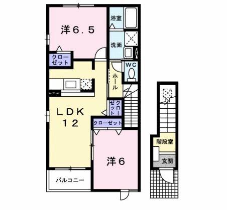 ヴァン・ヴェールA(2LDK/2階)の間取り写真