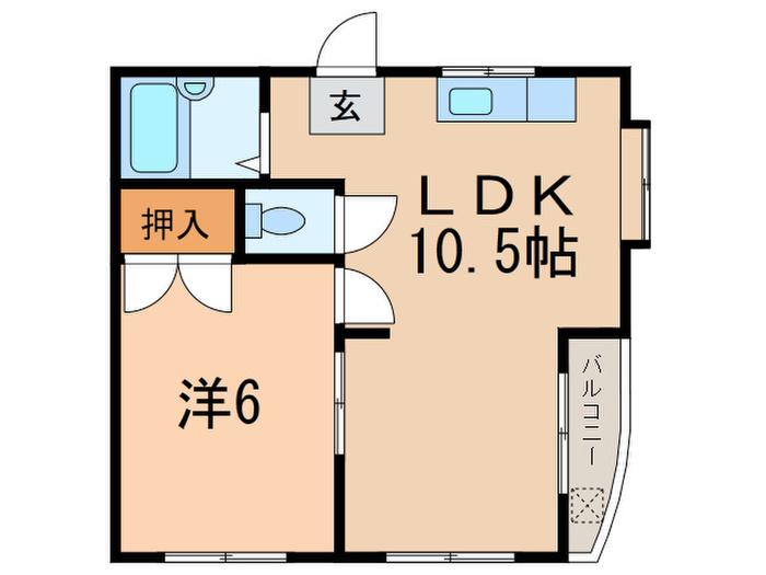 アミティ深沢(1LDK/3階)の間取り写真