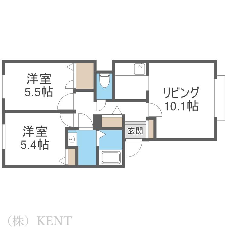ディアス山の手311B(2LDK/1階)の間取り写真