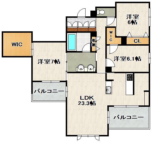 CELFENA 宝塚・川面 HAUTDEGAMME(3LDK/2階)の間取り写真