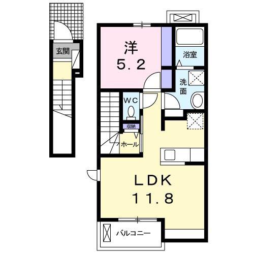 アルモニー アンジュ(1LDK/2階)の間取り写真