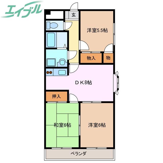 プランドール(3DK/1階)の間取り写真