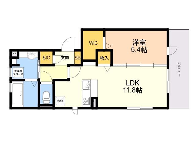 カレントⅡ(1LDK/2階)の間取り写真