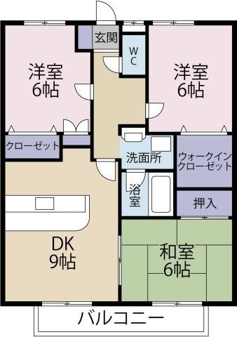 エクセレント コンフォール(3DK/1階)の間取り写真