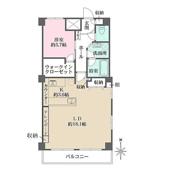 藤和ハイタウン新宿(1LDK/7階)の間取り写真