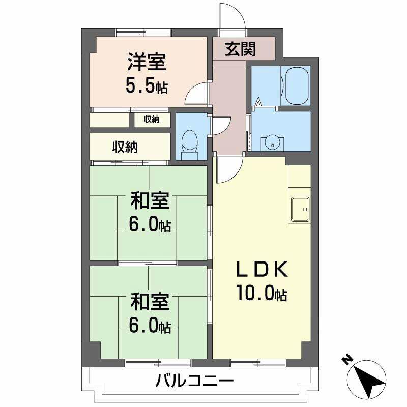 クリーン・ピア・フジ(3LDK/2階)の間取り写真