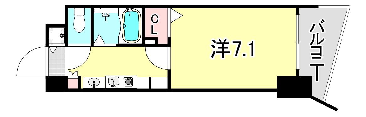 エコロジー宝塚レジデンス(1K/2階)の間取り写真