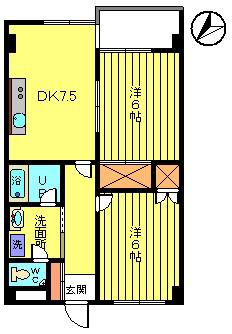 第6長庄マンション(2DK/1階)の間取り写真