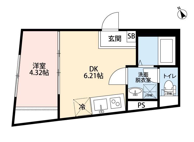 SPOY戸越銀座(1K/5階)の間取り写真
