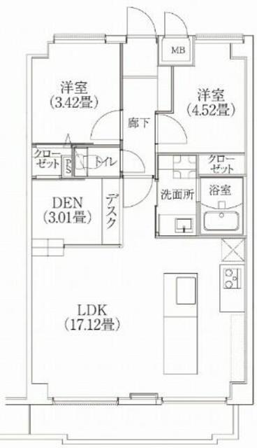 コスモリード学芸大学 (3LDK/1階)の間取り写真