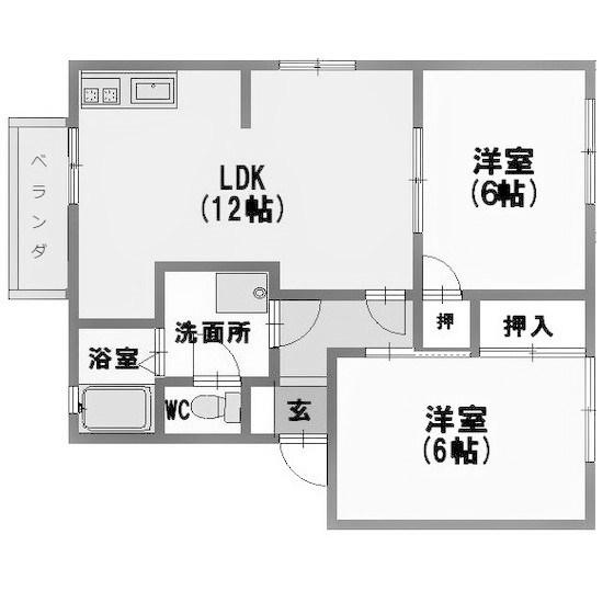 エスポワール金沢 A棟(2LDK/2階)の間取り写真