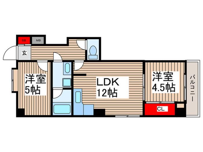Uハイツ(2LDK/4階)の間取り写真