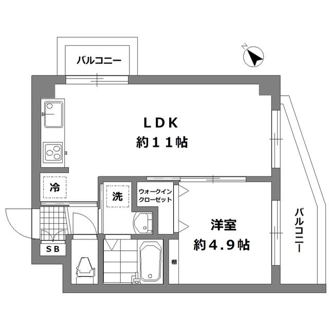 モナークマンション方南町(1LDK/8階)の間取り写真