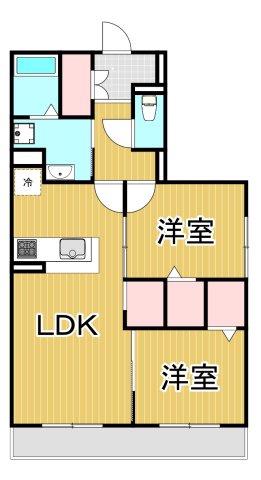 ルミエール西宮北口(2LDK/2階)の間取り写真