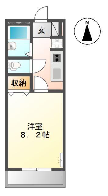 フェリスカーサ(1K/2階)の間取り写真