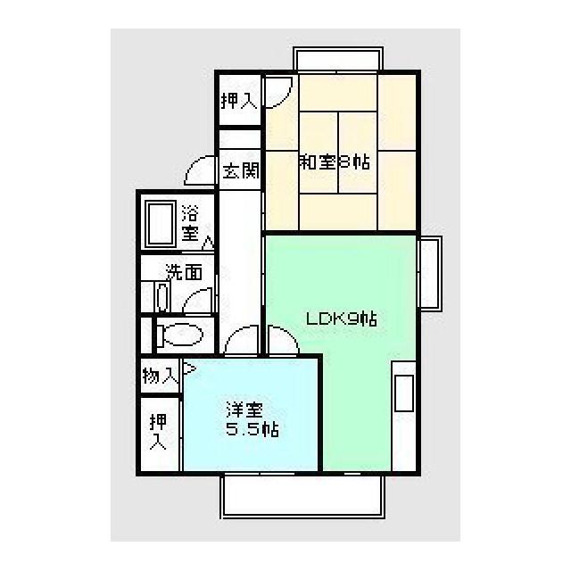 ラディッシュタウン昭山F(2LDK/2階)の間取り写真
