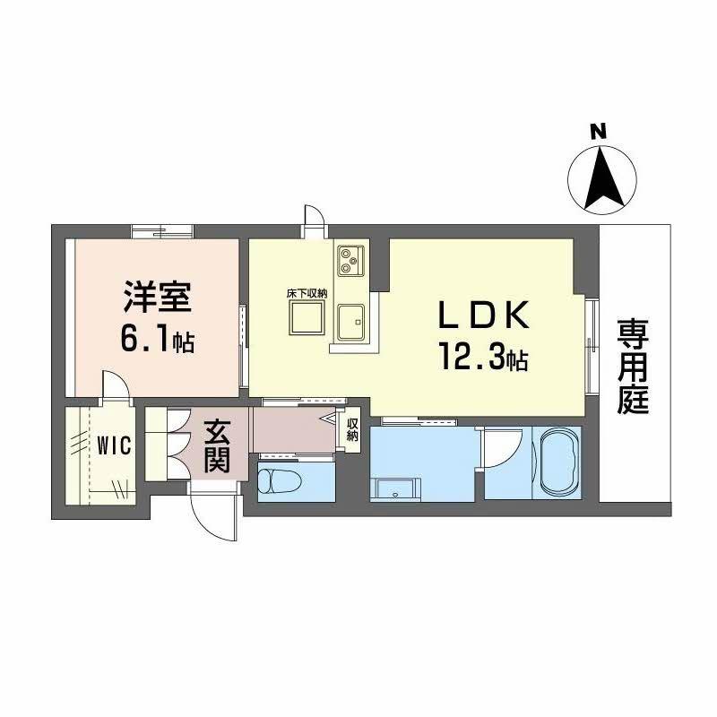 グランフィール(1LDK/1階)の間取り写真