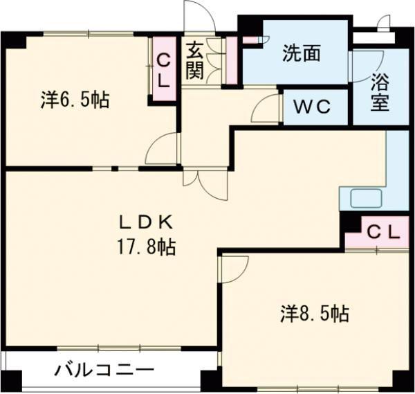 キャッスルハイツ桑名(2LDK/5階)の間取り写真