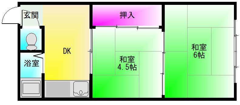 エクセレント老原(2K/2階)の間取り写真