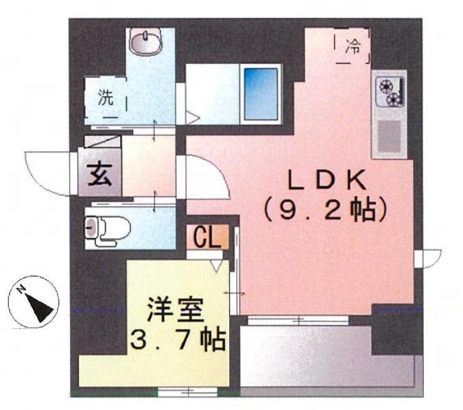 HGD佃(1LDK/8階)の間取り写真