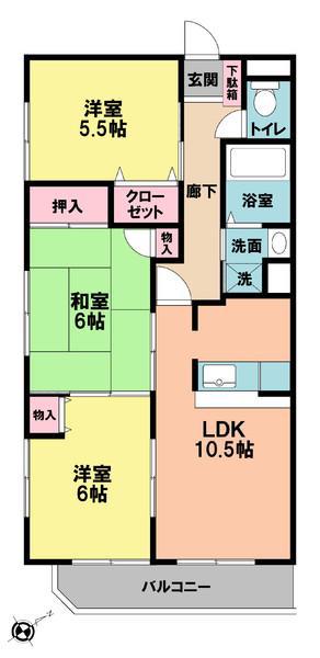 ラ・アベニール都賀(3LDK/3階)の間取り写真