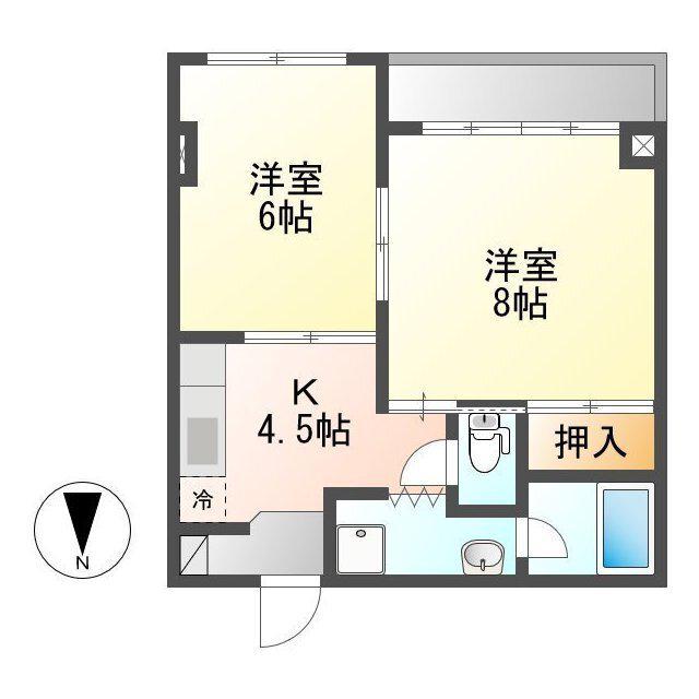 小中ビル(2K/3階)の間取り写真