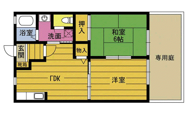 リリィおしの台B(2DK/1階)の間取り写真