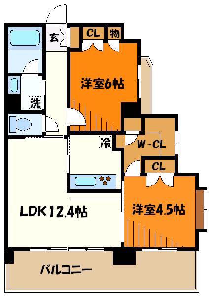 レジデンス八王子明神町(2LDK/8階)の間取り写真