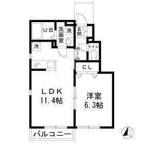 クレストあざみ野(1LDK/1階)の間取り写真