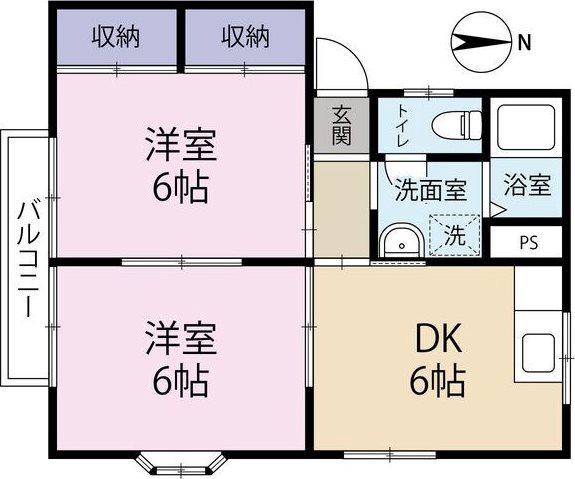 レジェント・ヒル B(2DK/1階)の間取り写真