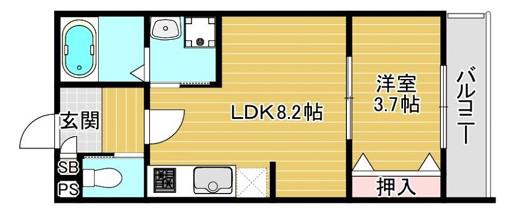 ALEGRIA姫路京口(1LDK/3階)の間取り写真