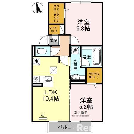 プレミアム弐番館(2LDK/1階)の間取り写真