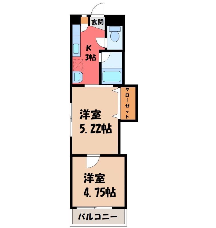 エルプレシア前橋(2K/4階)の間取り写真