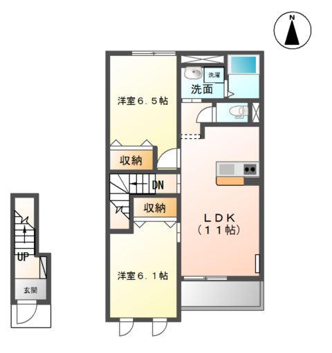 フェリーチェ(2LDK/2階)の間取り写真