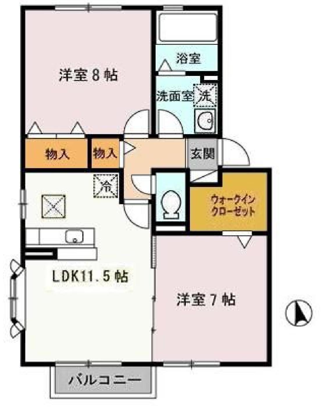 ルピナC(2LDK/1階)の間取り写真