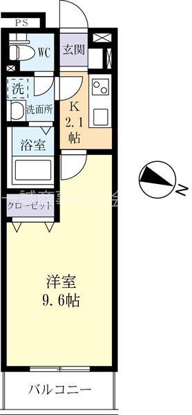 LA VIE EN ROSE(1K/4階)の間取り写真