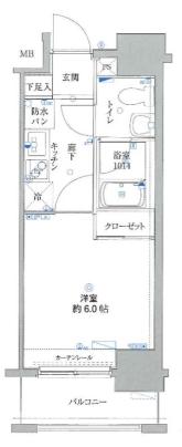 リクレイシア・コルテ川崎元木(1K/2階)の間取り写真