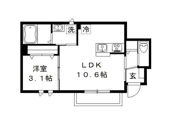ボヌール・メゾン(1LDK/1階)の間取り写真