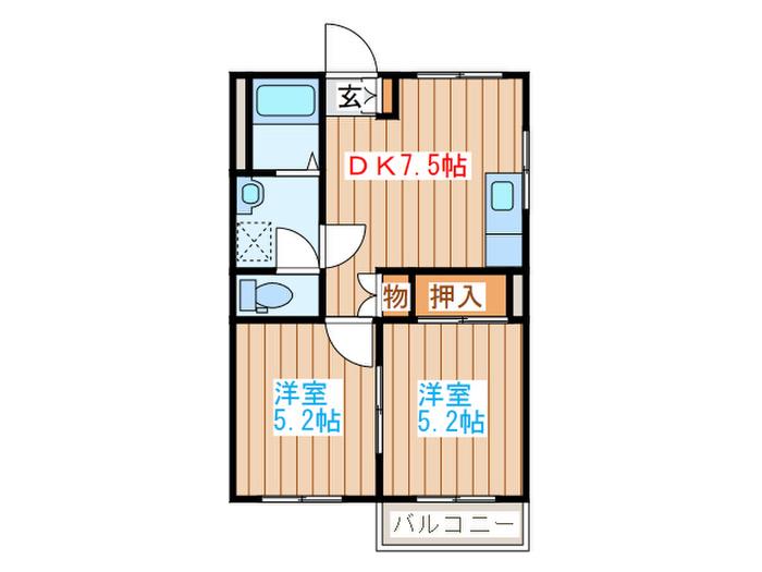 コートマロン(2DK/2階)の間取り写真