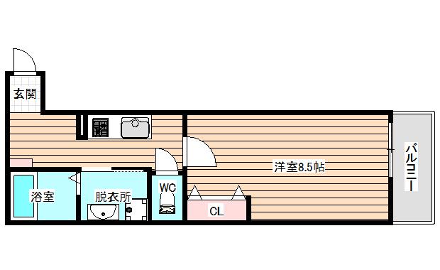 アートレジデンス春日出北(1K/4階)の間取り写真
