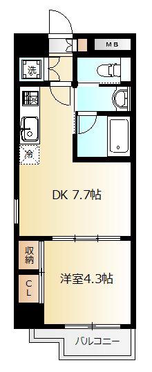 VIDA037(1DK/7階)の間取り写真