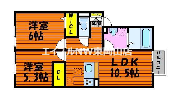 カリーノひな(2LDK/1階)の間取り写真