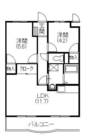 メディオ初生壱番館(2LDK/2階)の間取り写真