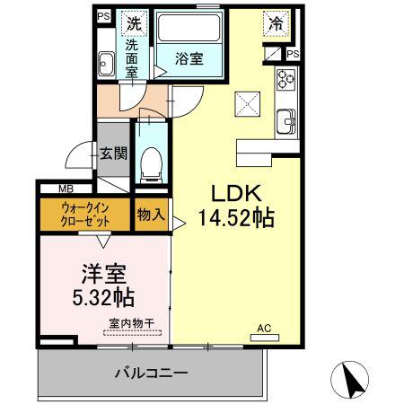 アテスエ東山(1LDK/1階)の間取り写真